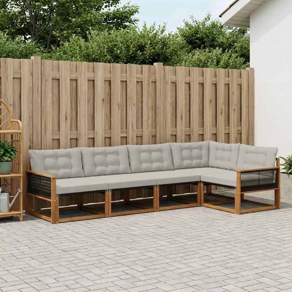 Set di divani da esterno 5 pz Naturale e Grigio Chiaro 3381423