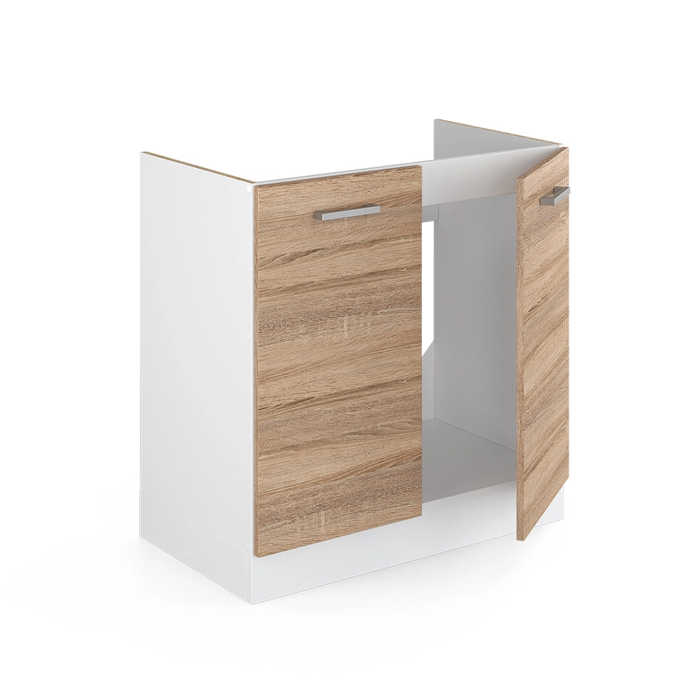 Mobile lavello cucina R-Line Sonoma/Bianco 80 cm senza piano di lavoro Vicco