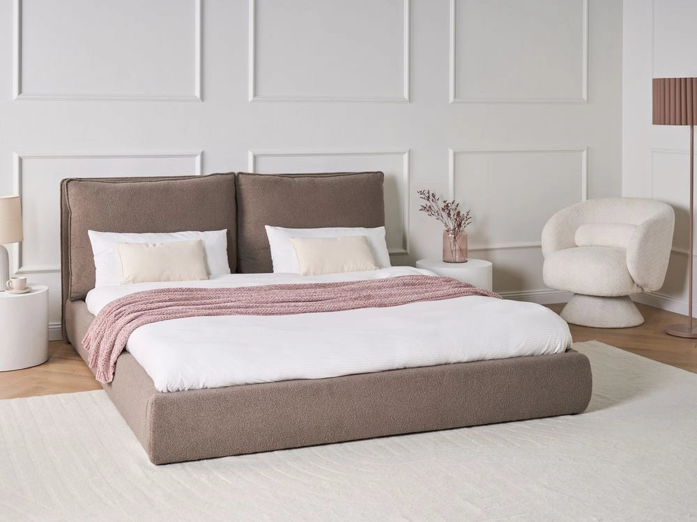 Letto matrimoniale grigio scuro con testiera imbottita 180 x 200 cm camera da letto moderna