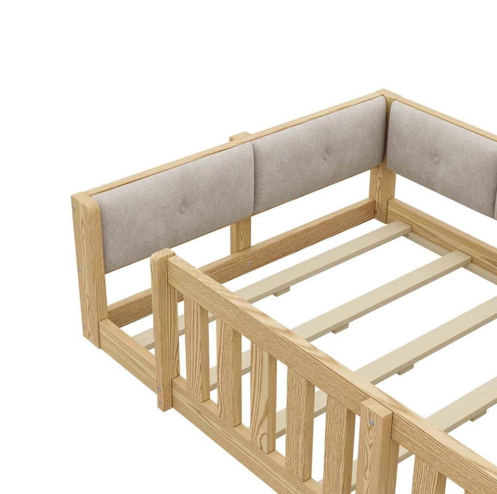 Letto per bambini 90 x 200 cm con sponde, LED e vano contenitore