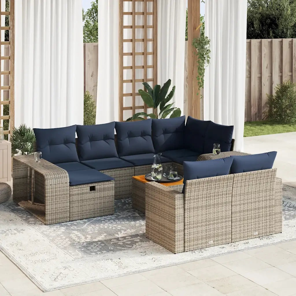 Set Divani da Giardino 11 pz con Cuscini in Polyrattan Grigio 3326085
