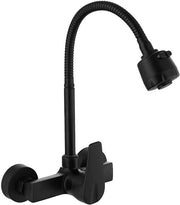 Adatto per montaggio a parete in ottone Rubinetto da cucina Maniglia singola Rubinetto da cucina 360° Rotativo Uscita singola Maniglia singola Rubinetto misto Nero