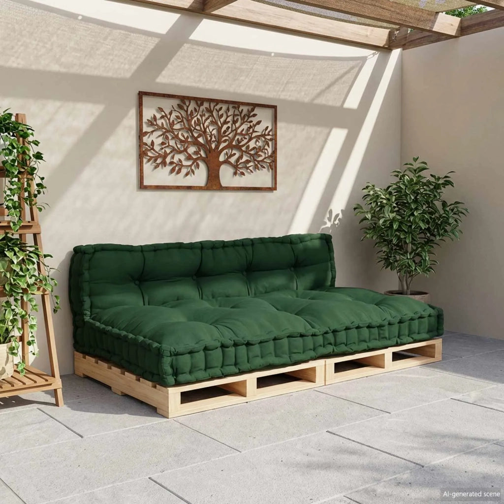 Cuscino per Divano Pallet 2 pz | Cuscini per sedie Verde 120 x 80 x 38 cm Tessuto