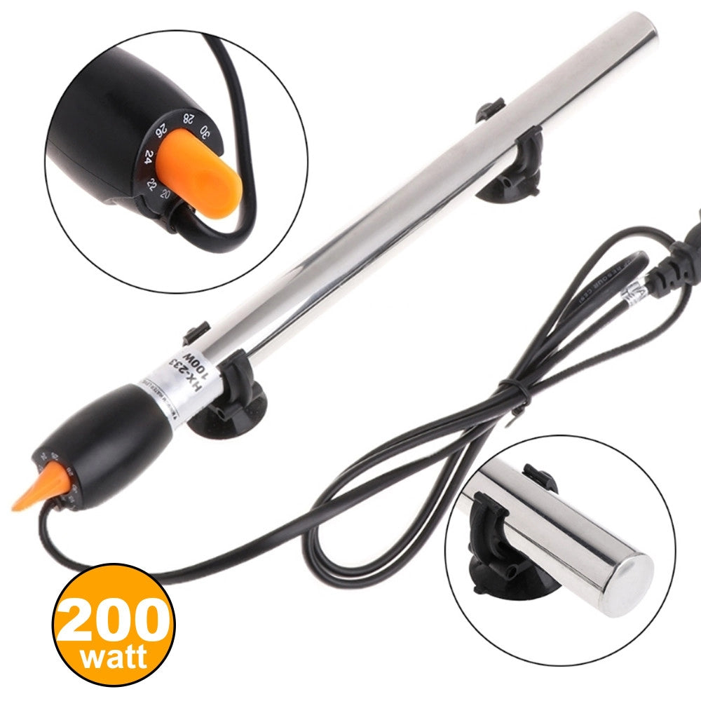 Trade Shop - Termo Riscaldatore Per Acquario 200 W Termoregolatore Con Termostato In Acciaio -