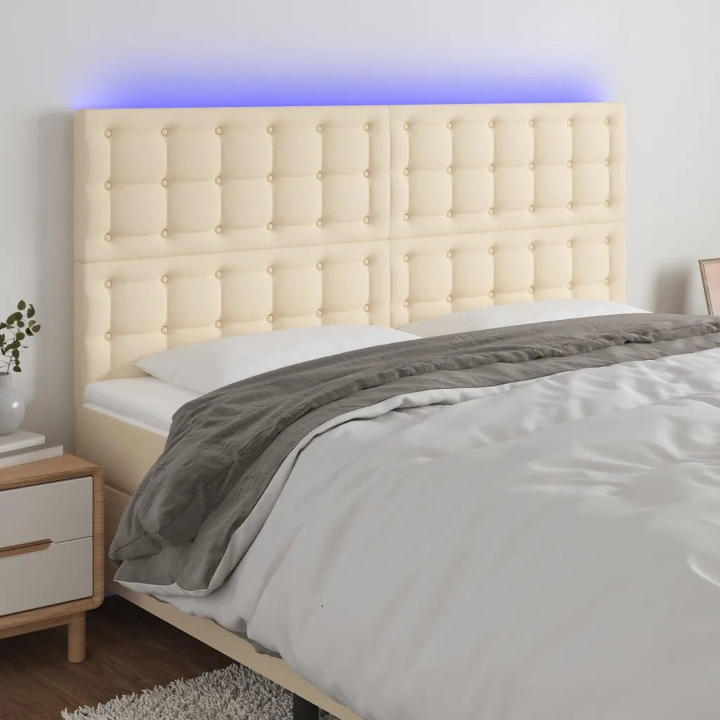 Testiera a LED-Testata con LED crema 200x5x118/128cm in Tessuto 654735