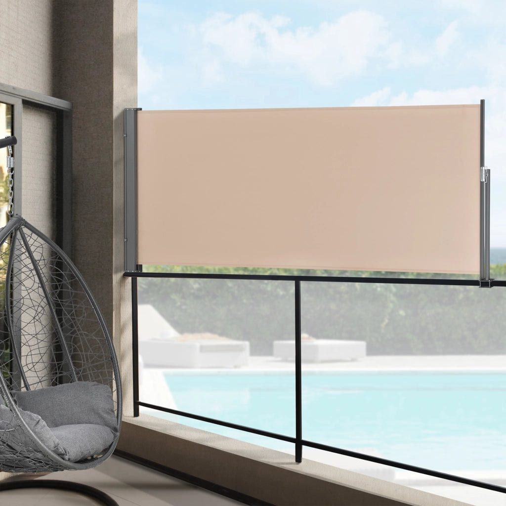Paravento Estraibile Mulhacén Schermo Solare Verticale per Ringhiera Barriera Privacy 120x300 cm color Sabbia pro.tec