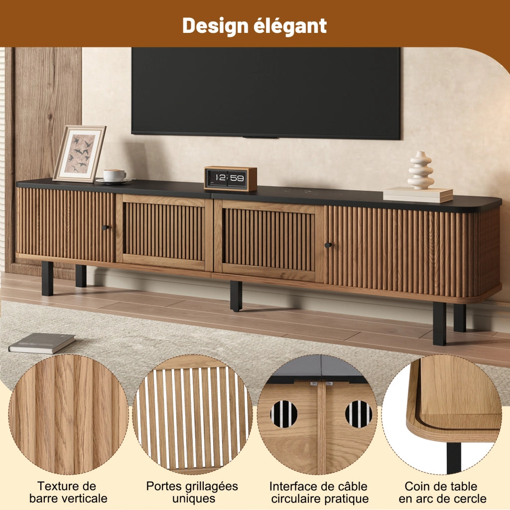 Mobile TV con 2 Ante Scorrevoli e 1 Anta a Griglia; Stile Moderno; 190??35??45 cm; in MDF e Pannello di Particelle; Rovere