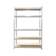 Scaffale in metallo con 5 ripiani in MDF, 180x120x60 cm, 250 kg/ripiano, montaggio senza viti, zincato