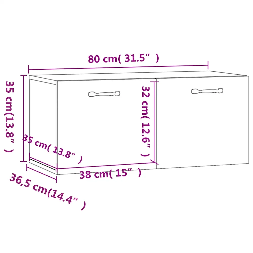 Armadietto a Muro Bianco 80x35x36,5 cm in Legno Multistrato cod mxl 33363