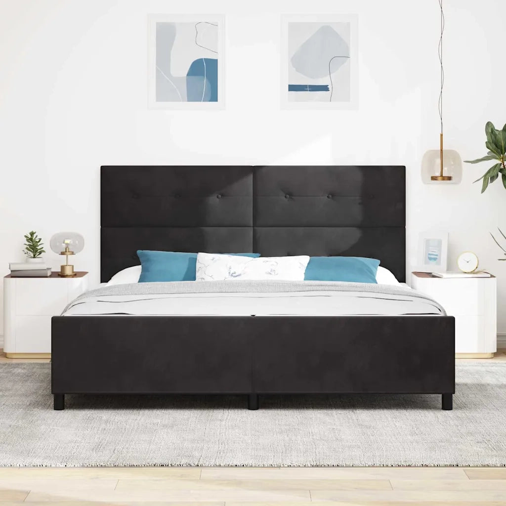 Letto a molle con testiera Nero 200 x 200 cm Velluto
