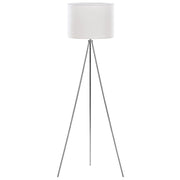 Lampada da terra in metallo argento 148 cm treppiede con paralume in tessuto bianco
