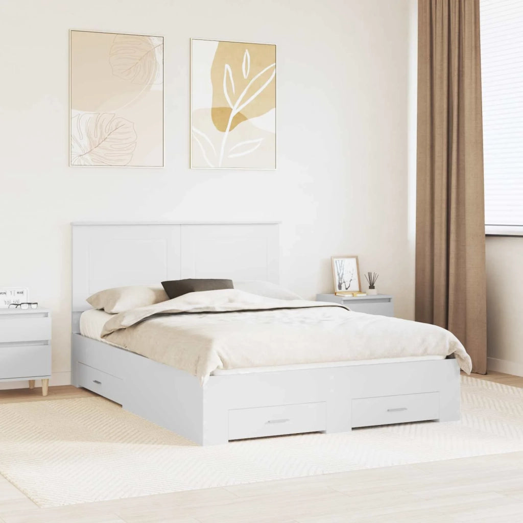 Struttura del letto Bianco 140 x 200 cm Legno multistrato