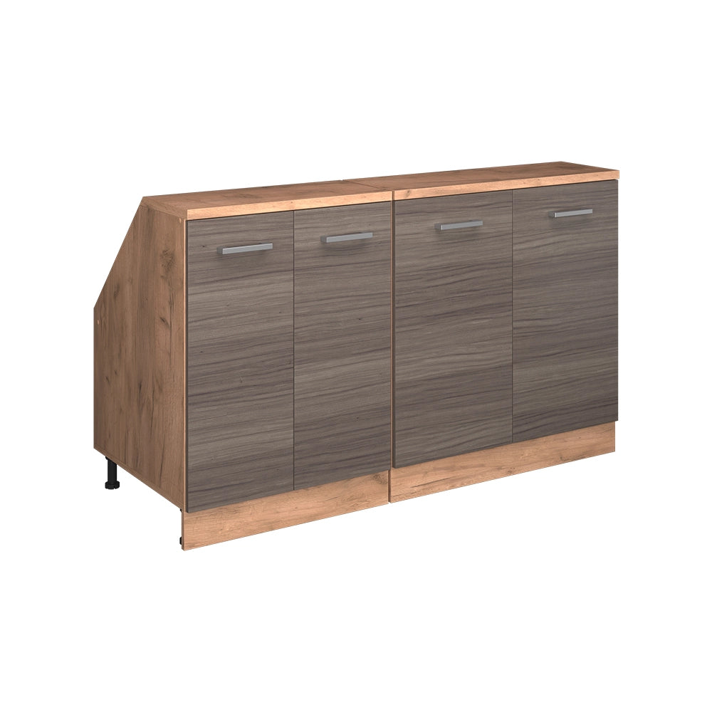 Mobile cucina sottotetto R-Line Grigio nobile/Rovere dorato 140 cm Set di 2 carcasse armadio profondità 60 cm Vicco