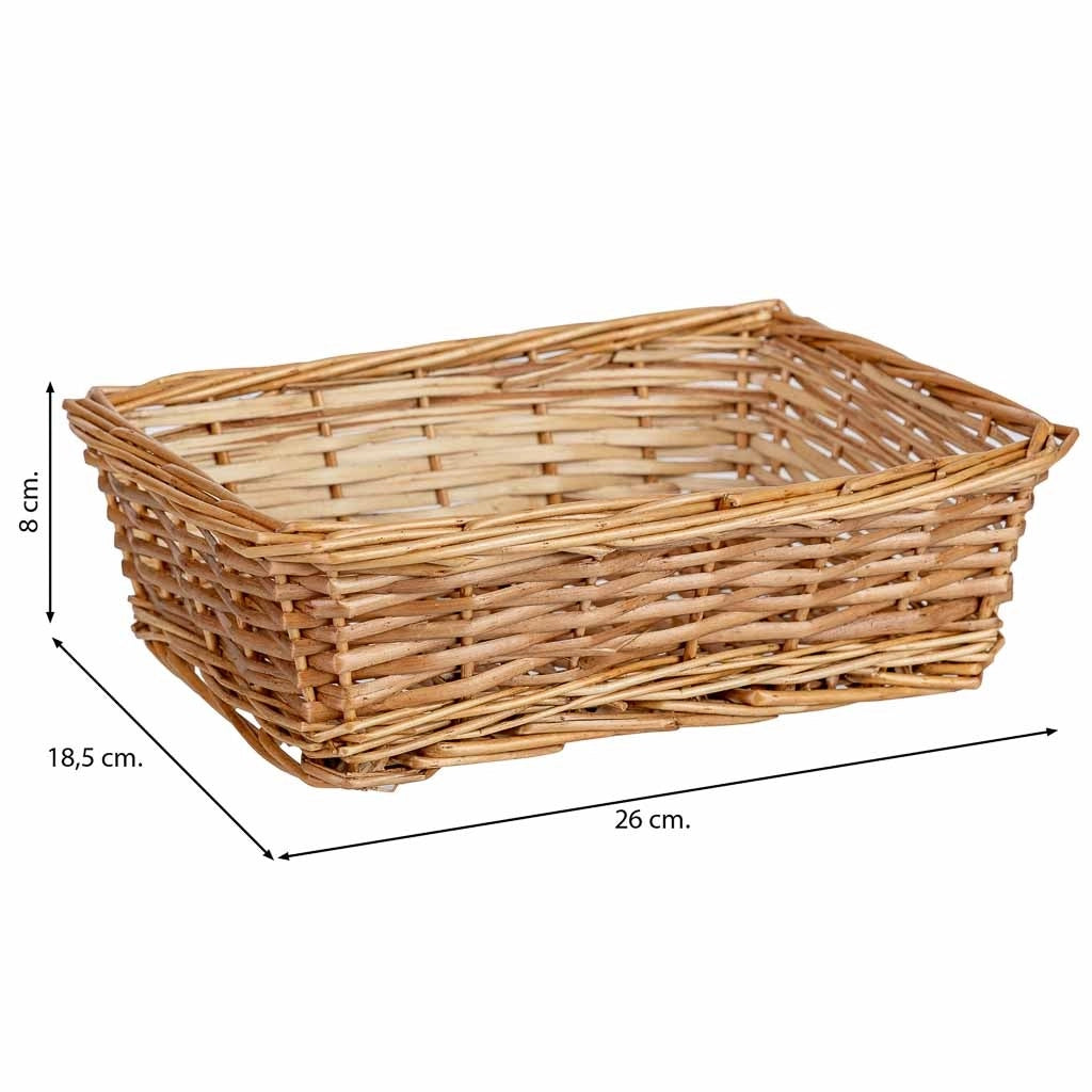 Cesto rettangolare in vimini marrone 26x18,5x8h cm
