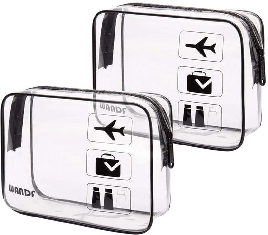 Set di bagagli trasparenti, set di contenitori per liquidi per viaggi, set di contenitori per trucco trasparenti, accessori di viaggio per valigie, set di bagagli trasparenti per uomo e donna (2 pezzi)