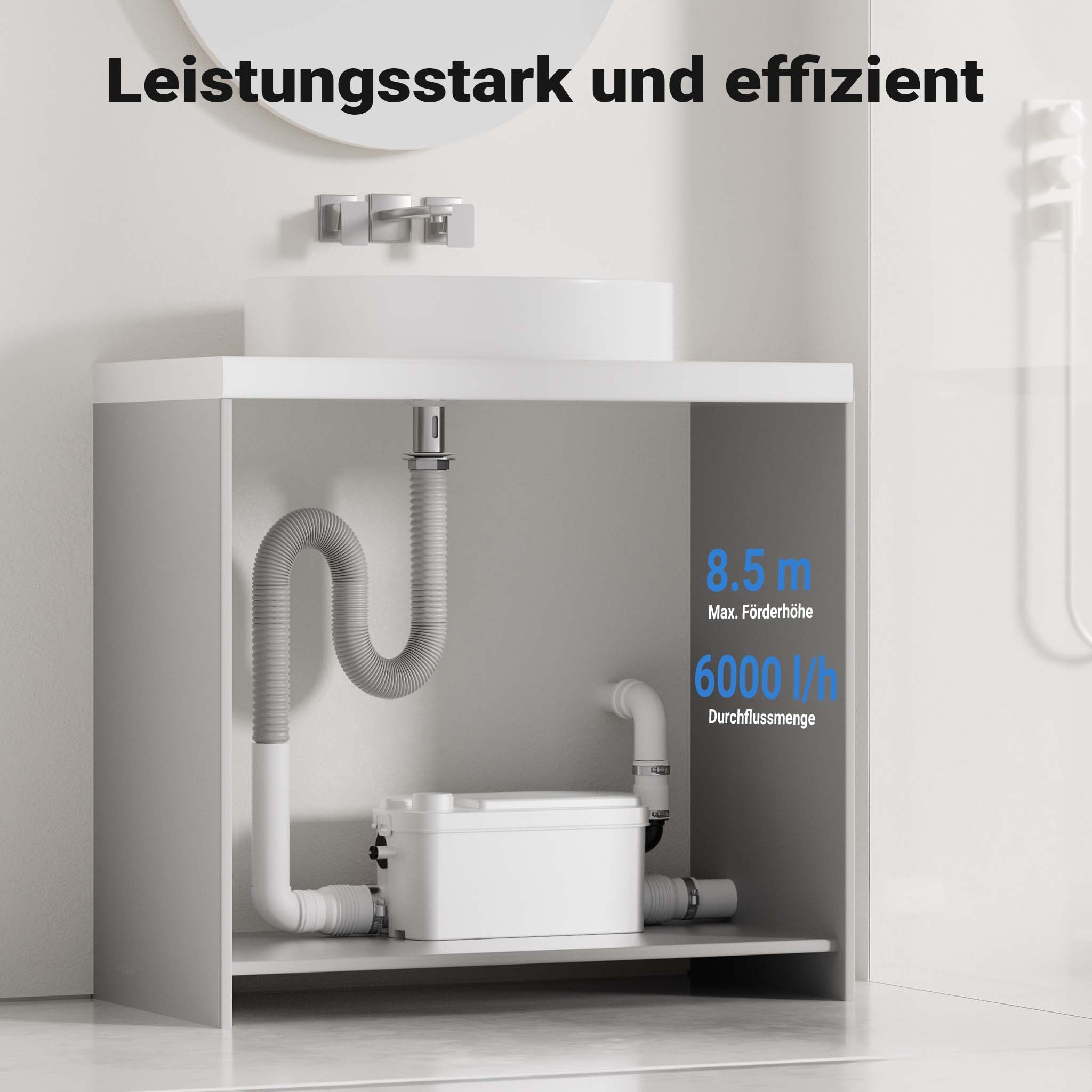 Stazione di sollevamento 3/1 250W con 3 ingressi per doccia, lavabo