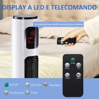 Ventilatore a Torre 45W a 3 Modalità e 3 Velocità con Timer da 12h, in ABS, Ø32 x 96A cm, Nero e Bianco
