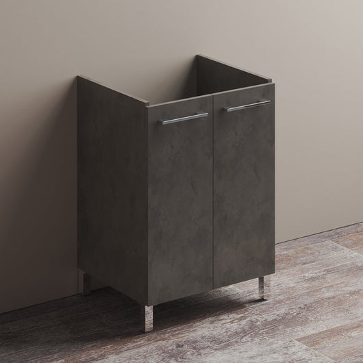 Mobile per lavatoio in ceramica 60x50 cm due ante - Cemento