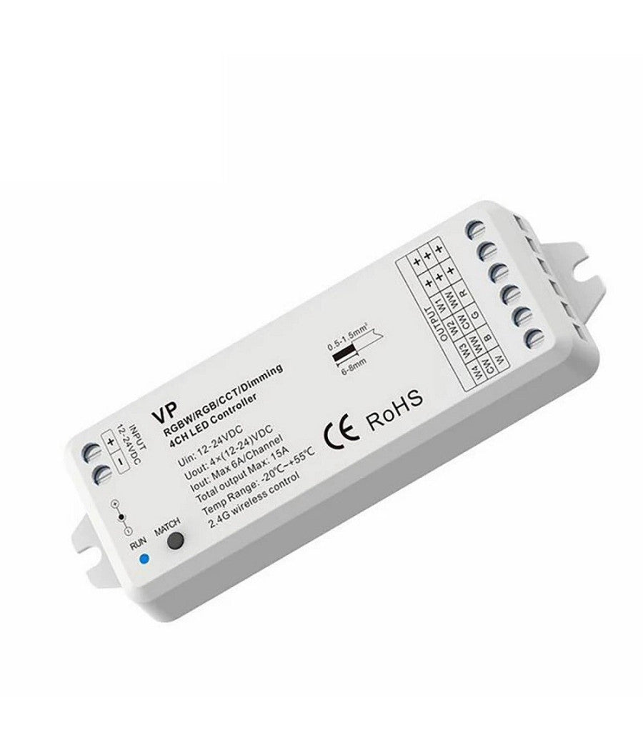Centralina Vp Controller Rf 15a 4ch Dimmer 288w Strisce Luci Led Telecomando Rgbw         