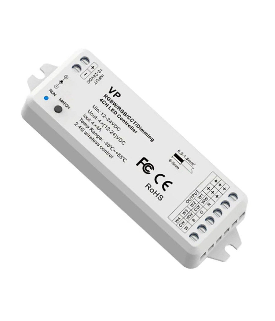 Centralina Vp Controller Rf 15a 4ch Dimmer 288w Strisce Luci Led Telecomando Rgbw         