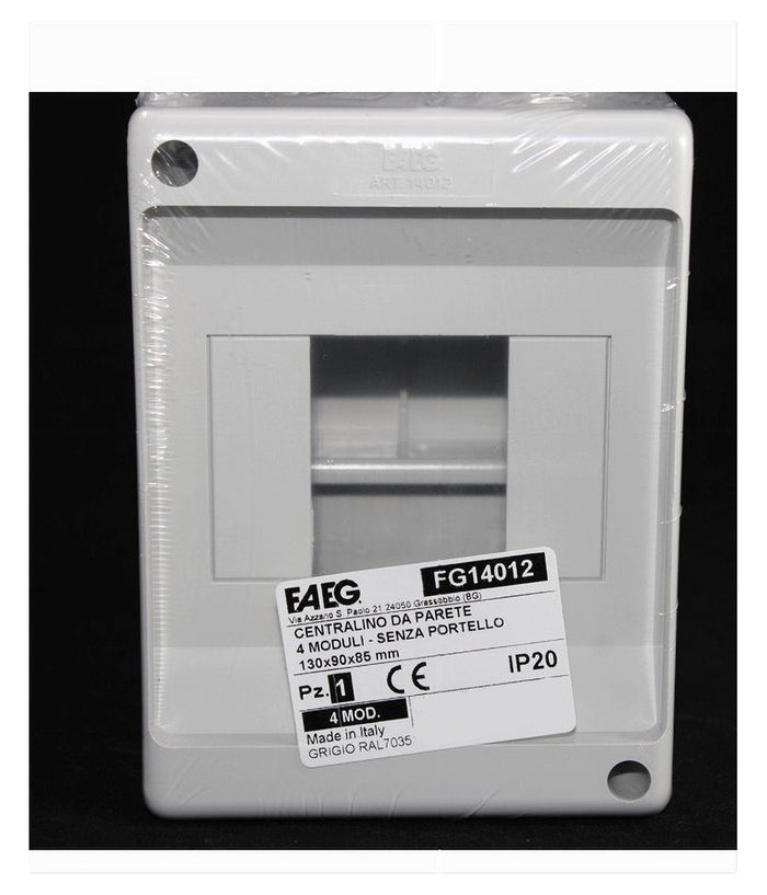 Centralino Da Parete Esterno 4 Moduli Senza Portello Ip20 13x9x8.5cm Grigio Fg14012         