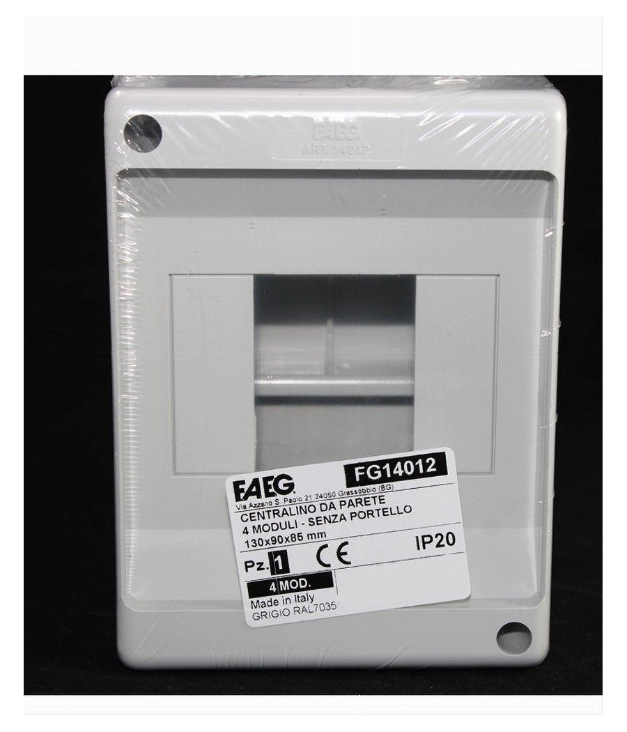 Centralino Da Parete Esterno 4 Moduli Senza Portello Ip20 13x9x8.5cm Grigio Fg14012         