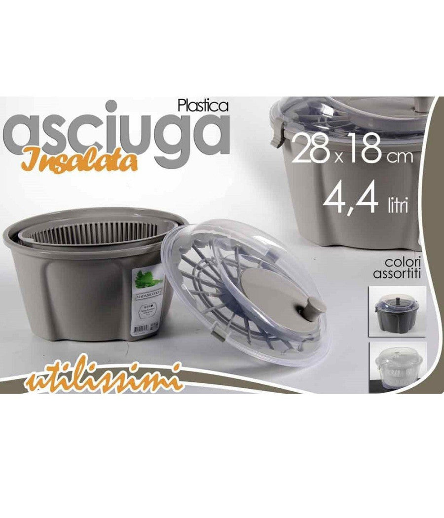 Centrifuga Per Verdura Asciuga Insalata 28x18 Cm 4,4 Lt Colori Assortiti 681455         
