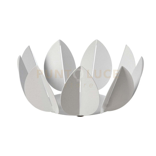 centro tavola moderno ficus Bianco marmo in Ferro 28,6x13Hcm