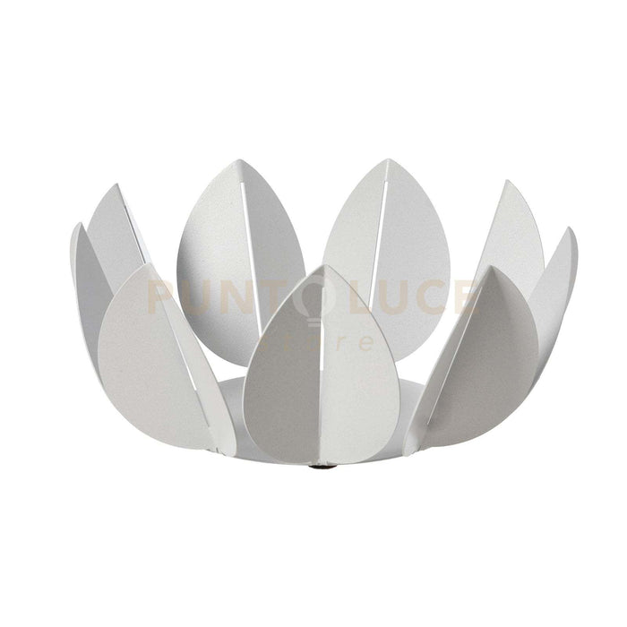 centro tavola moderno ficus Bianco marmo in Ferro 28,6x13Hcm