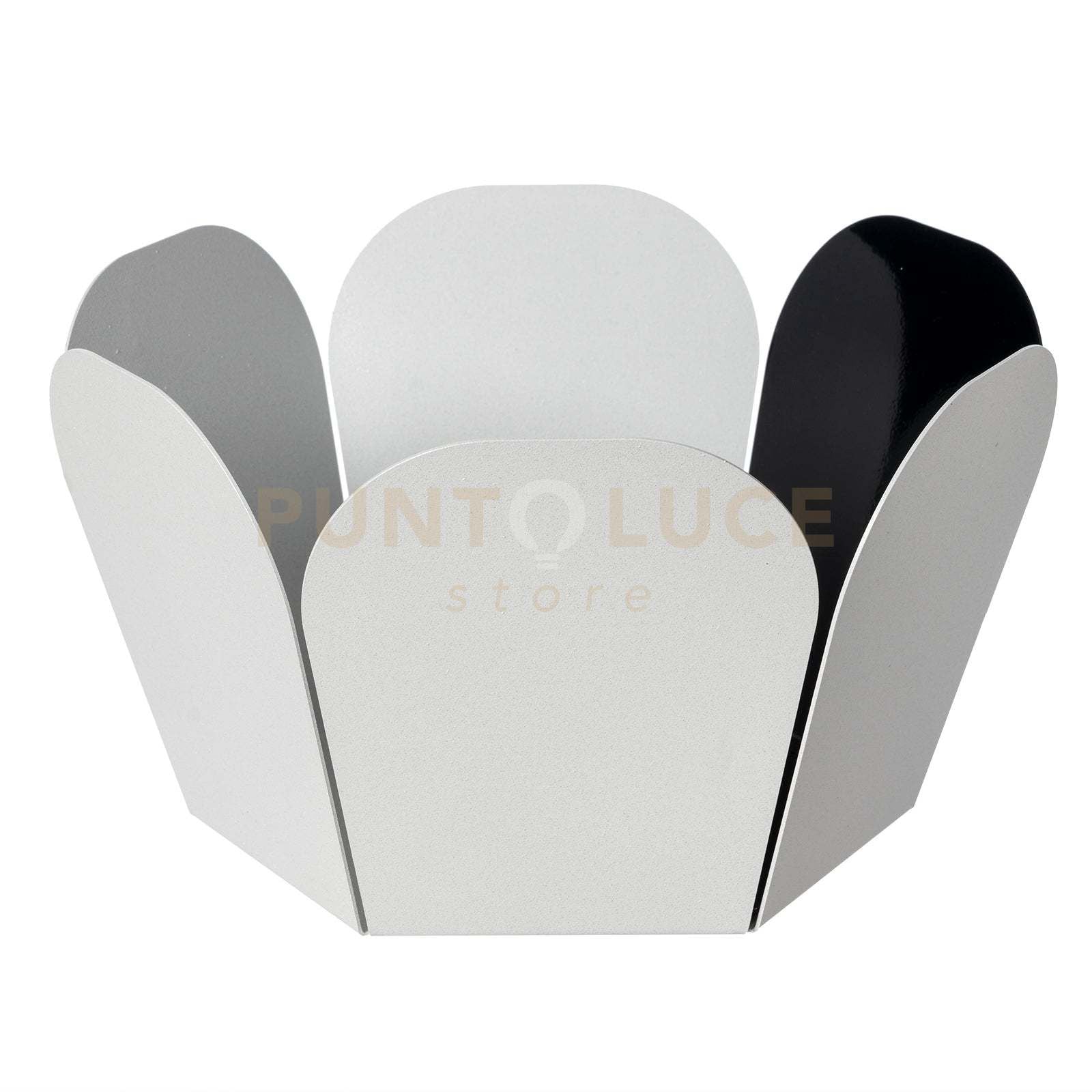 centro tavola moderno fluido Bianco marmo ,nero lucido in Ferro 30x17Hcm