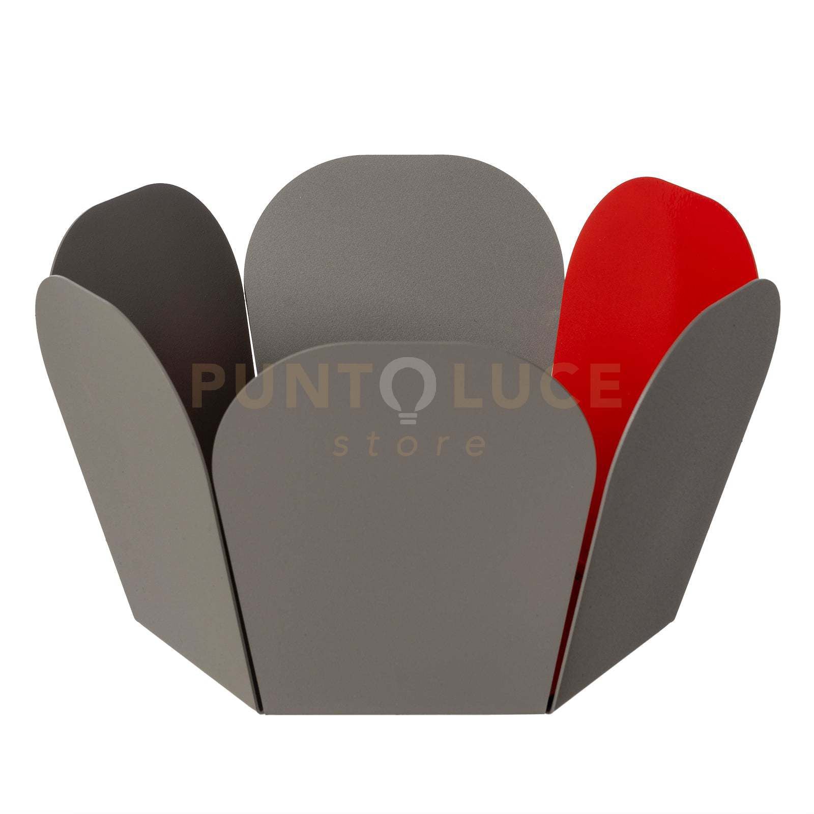 centro tavola moderno fluido Fango ,rosso lucido in Ferro 30x17Hcm