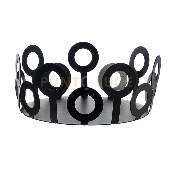 centro tavola piccolo bollicine Nero in Ferro 22,5cm,10hcm