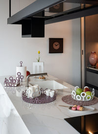 centro tavola piccolo bollicine Viola ametista in Ferro 22,5cm,10hcm