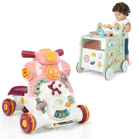 Centro attivit¨¤ per bambini e bambine 6-36 mesi e carrellino primi passi per spingere e tirare-Primi passi 3 in 1 e primi passi per bambini