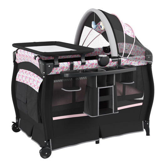 Centro neonati con borsa da viaggio per neonato, Pack and play 4 in 1 portatile Nero Rosa-Culle
