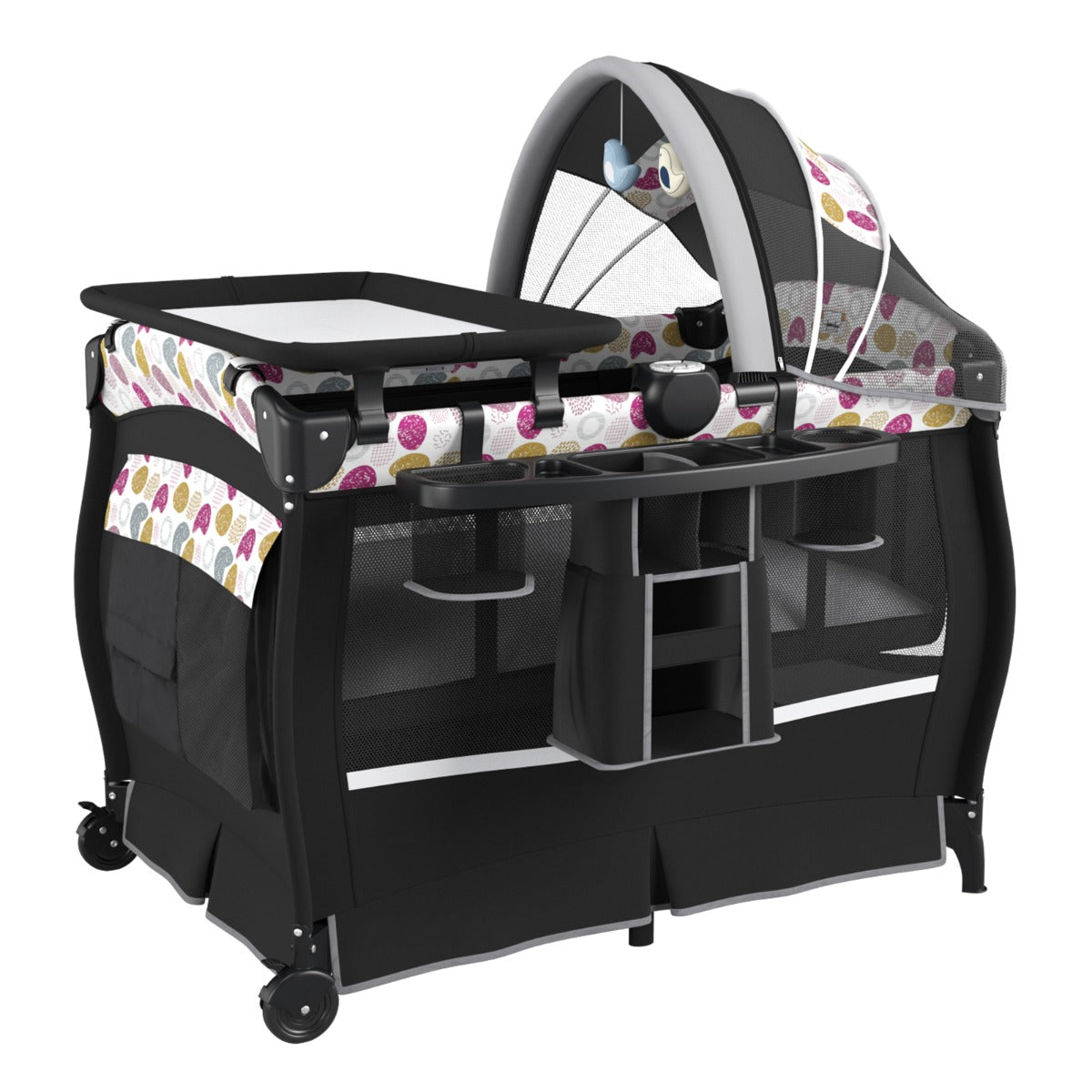 Centro neonati con borsa da viaggio per neonato, Pack and play 4 in 1 portatile Nero Viola-Culle