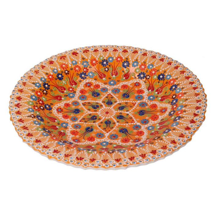 Centrotavola ceramica arancione tondo cm ø40h8