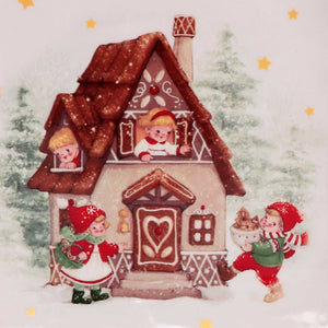 Centrotavola ceramica rosso e bianco quadro casetta cm 20,7x20,7x2,7