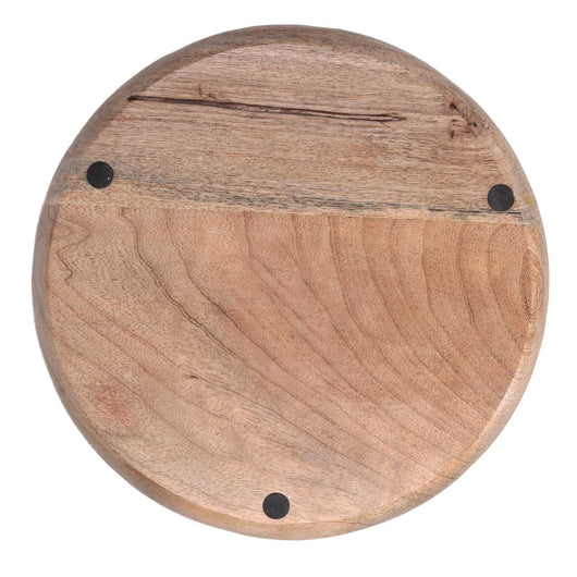 Centrotavola legno agrifoglio verdee bianco tondo cm ø30h2