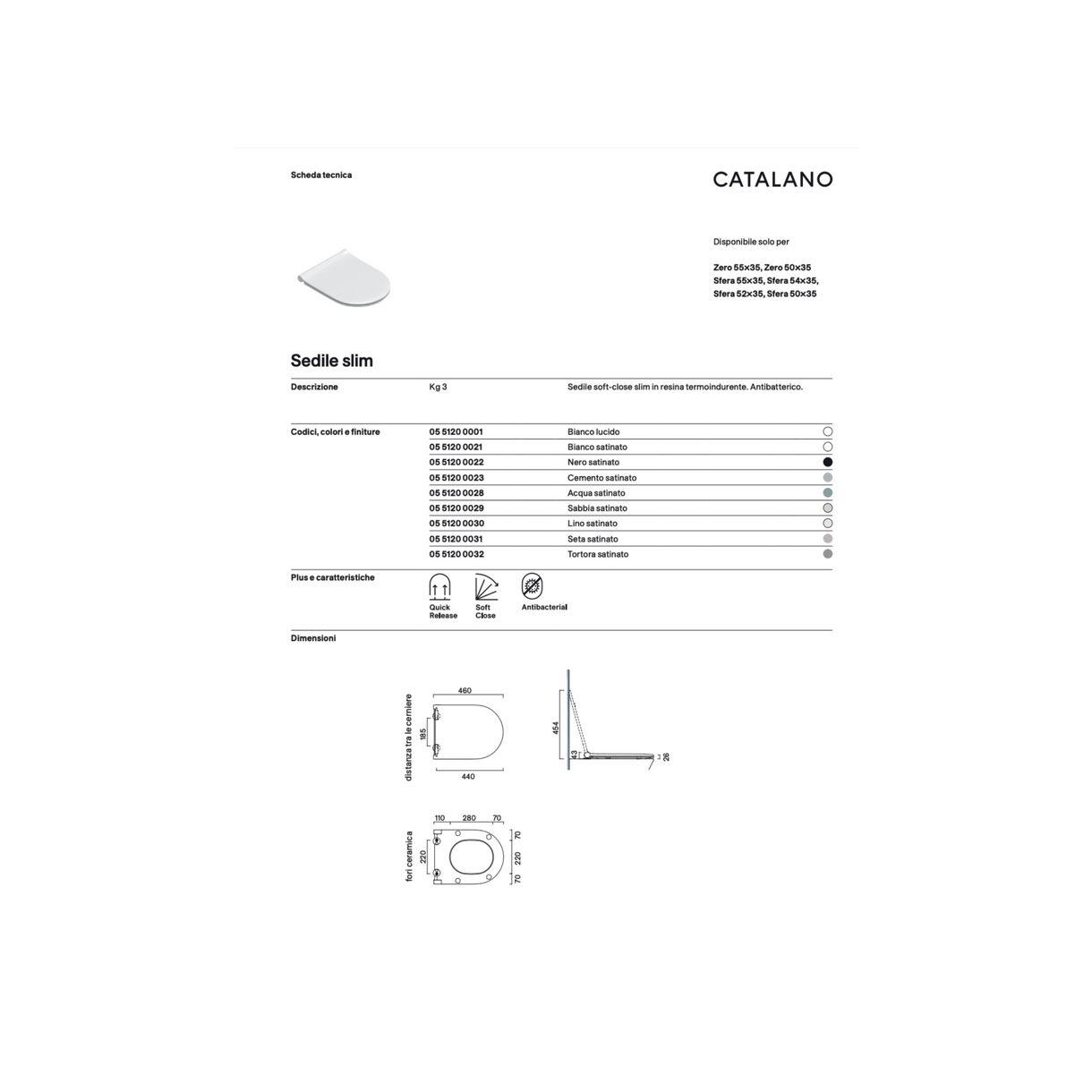 Copriwater Soft-Close Ceramica Catalano "Zero" Bianco Lucido