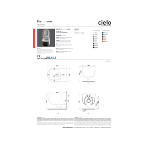Wc Sospeso Senza Brida Ceramica Cielo "Era" Bianco Lucido