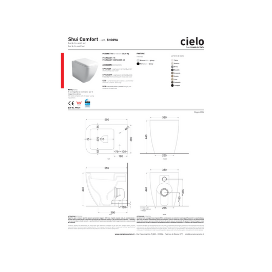 Wc a Terra Senza Brida Ceramica Cielo "Shui Comfort" Bianco Lucido