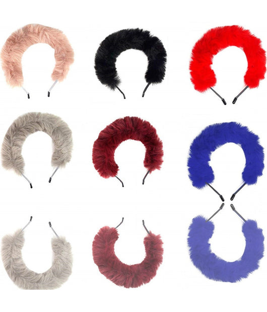 Cerchietto Frontino Fascia Pelliccia Peluche A04 Bambina Ragazza Ferma Capelli         