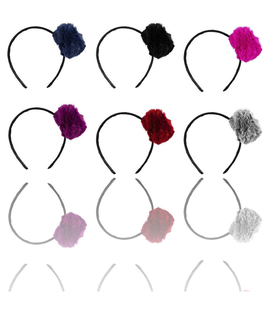 Cerchietto Frontino Pon Pon Pelliccia Peluche A03 Palla Fascia Bambina Ragazza         