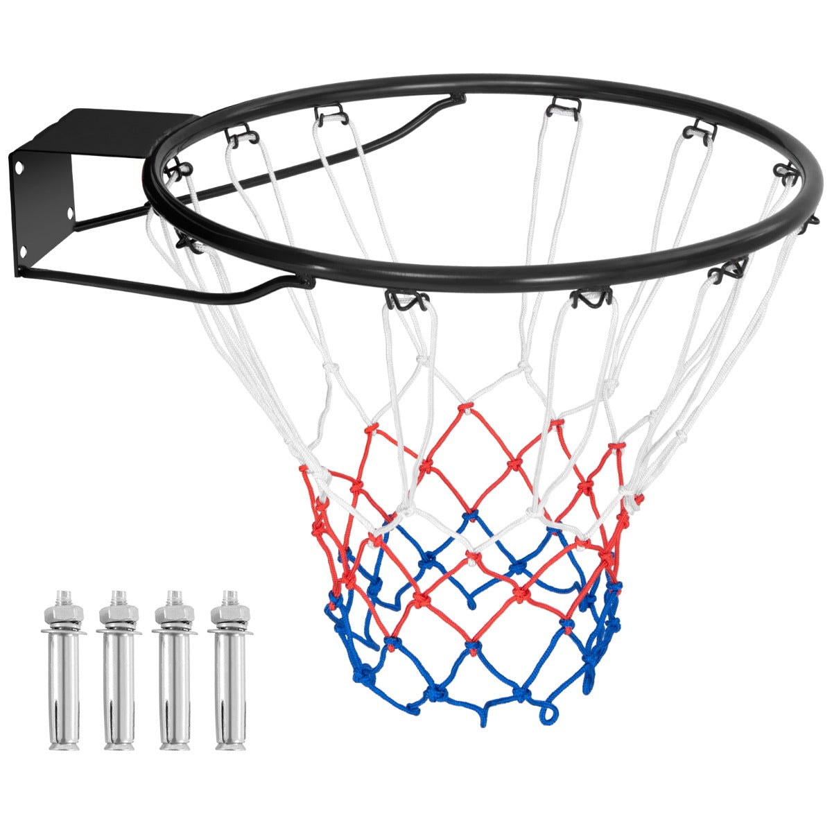 Cerchio da basket da parete con rete antipioggia da 45cm, Cerchio universale da basket per interni ed esterni Nero-Ricreazione outdoor