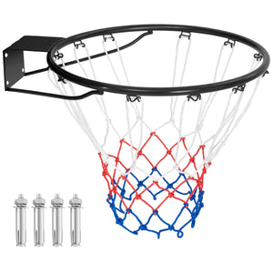 Cerchio da basket da parete con rete antipioggia da 45cm, Cerchio universale da basket per interni ed esterni Nero-Ricreazione outdoor