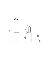 Cerniera da saldare per porta in metallo, acciaio, 160mm, cuscinetto a sfera - THIRARD