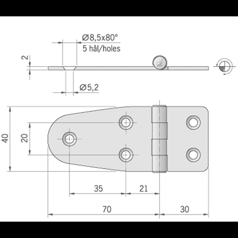 CERNIERA INOX MM.100X40