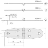 CERNIERA INOX MM.140X40 1/2 INCASSO