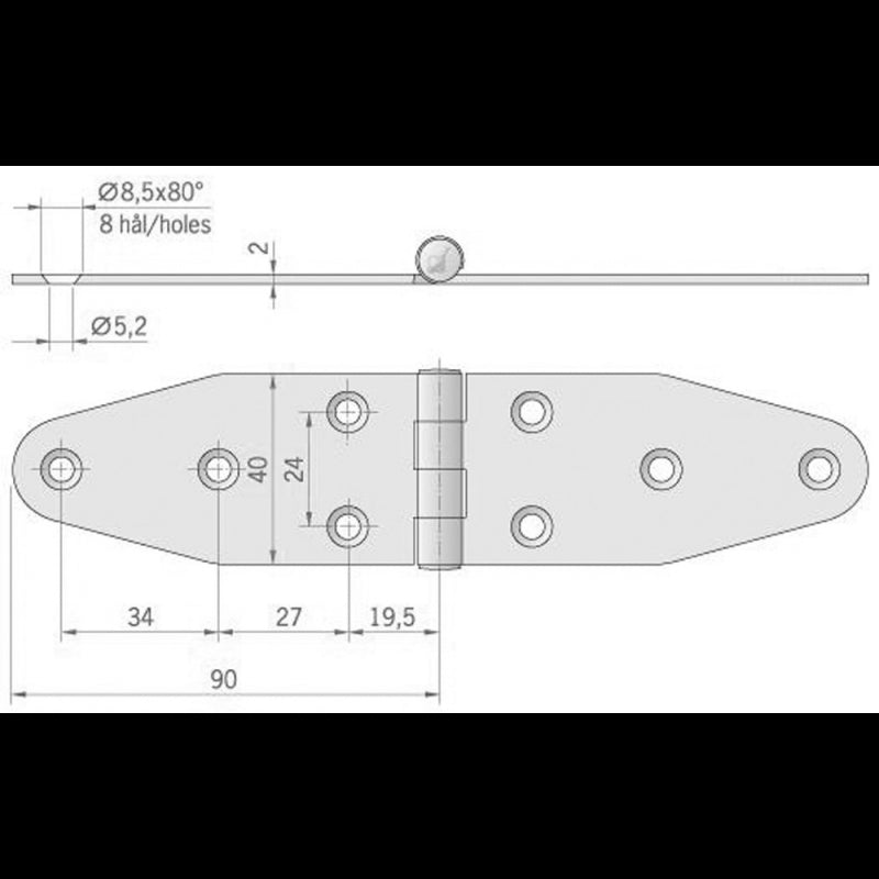 CERNIERA INOX MM.180X40